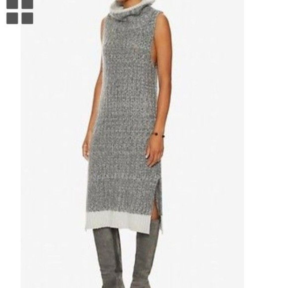 Rag & Bone Makenna Sleeveless Sweater Dress Gray Alpaca Wool Cowl Midi Size S